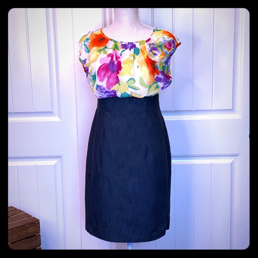 Cute Colorful Jean Pencil Skirt Dress